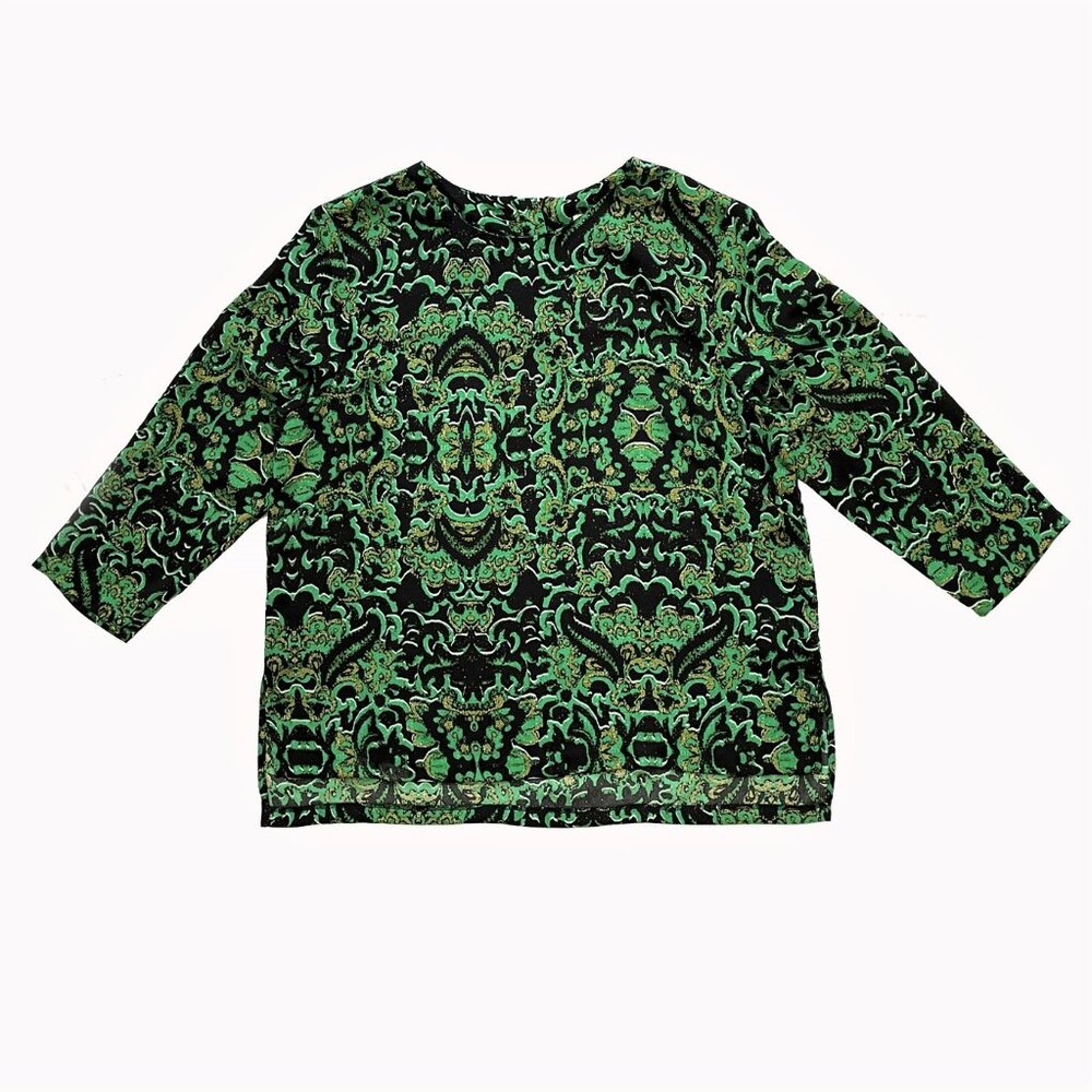 Green black H&M women's blouse, size M, 3/4 sleeve